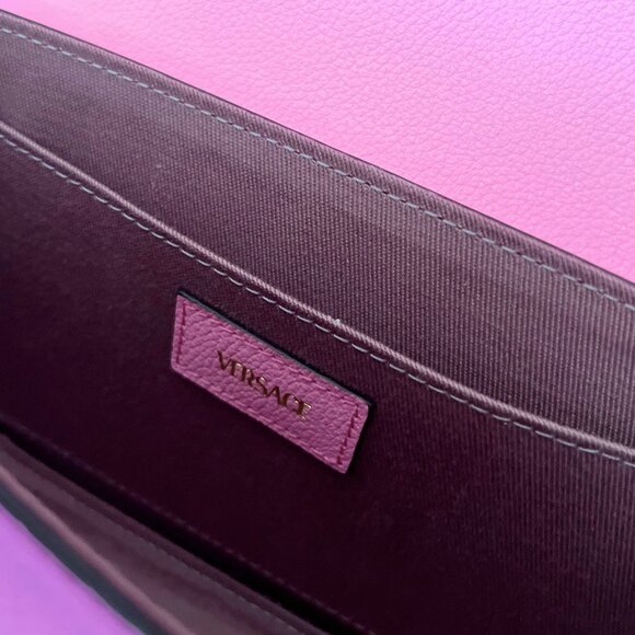 Pink Versace La Medusa Vitello Crossbody Purse and Card Case Set - Picture 10 of 12